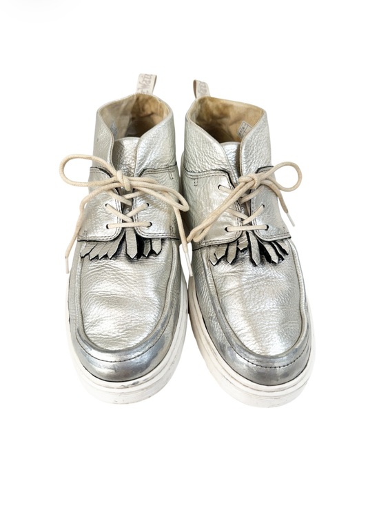 Dr. Martens Shoes - Dr. Martens Jemima Chukka boots, metallic silver leather finish Size 9
